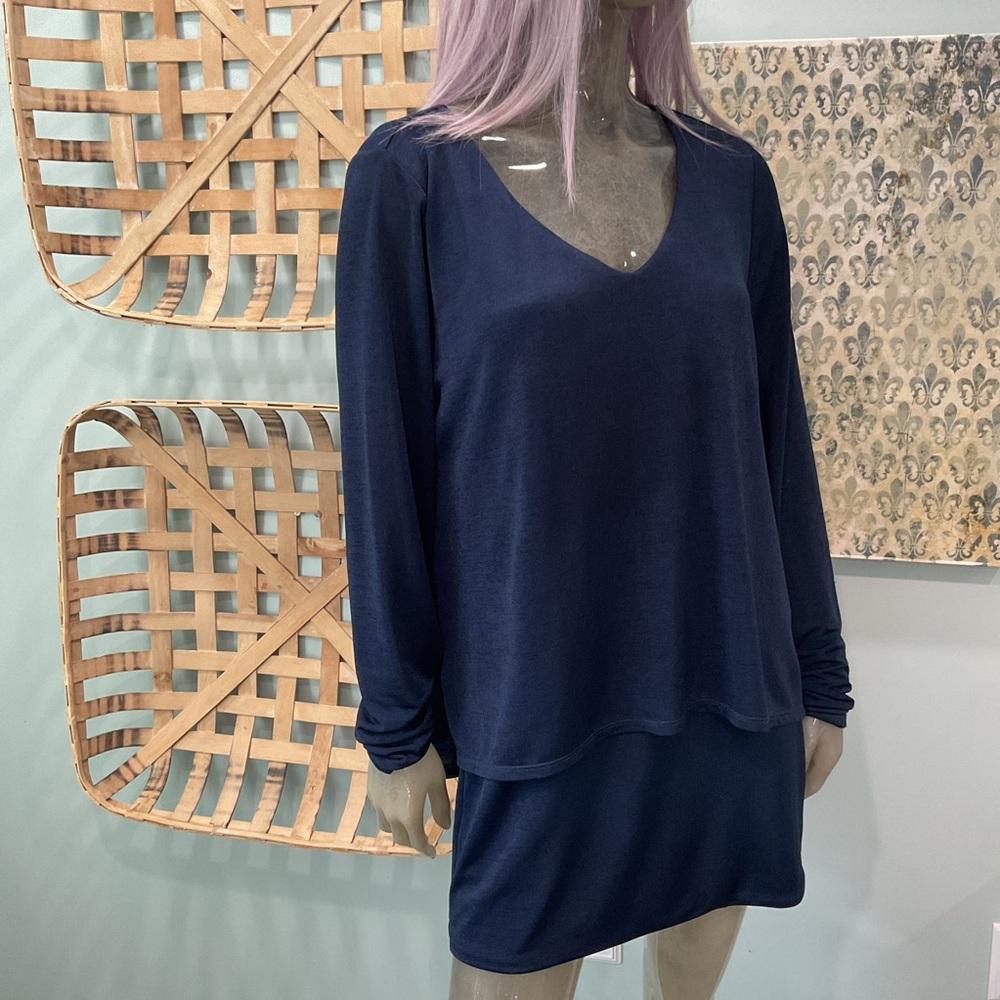 White House Black Market Deep Blue Long Sleeve Top